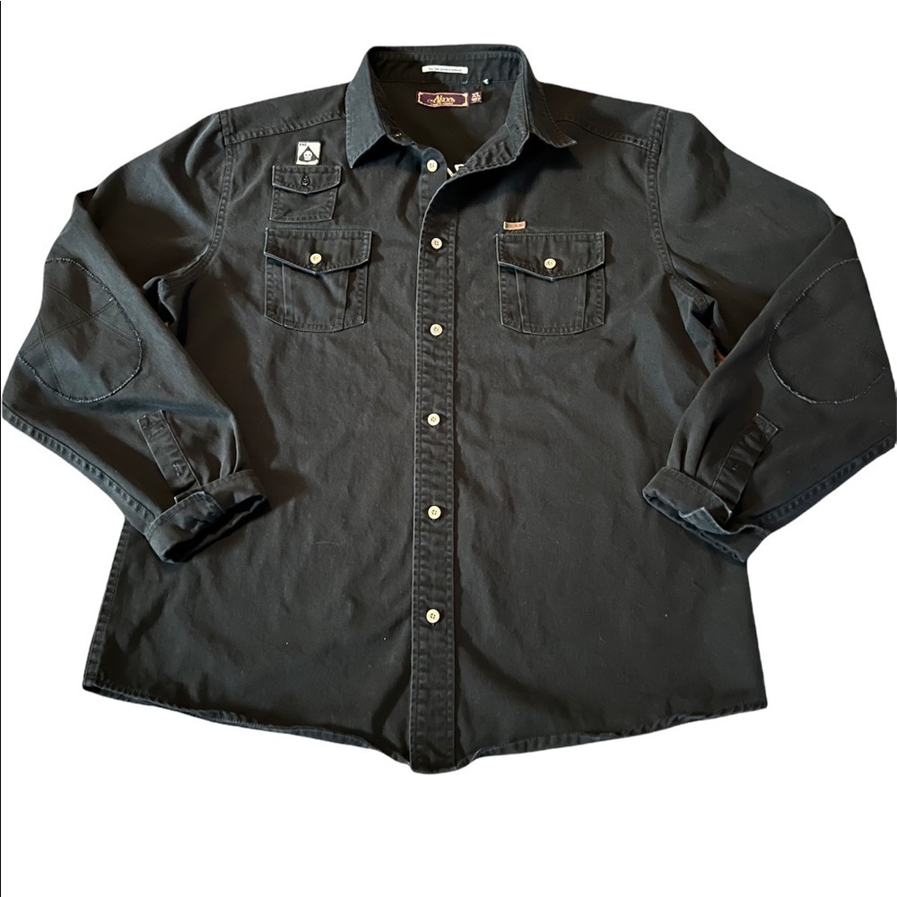 AKOO MENS BLACK LONG SLEEVE BUTTON DOWN SHIRT JACKET SIZE XL